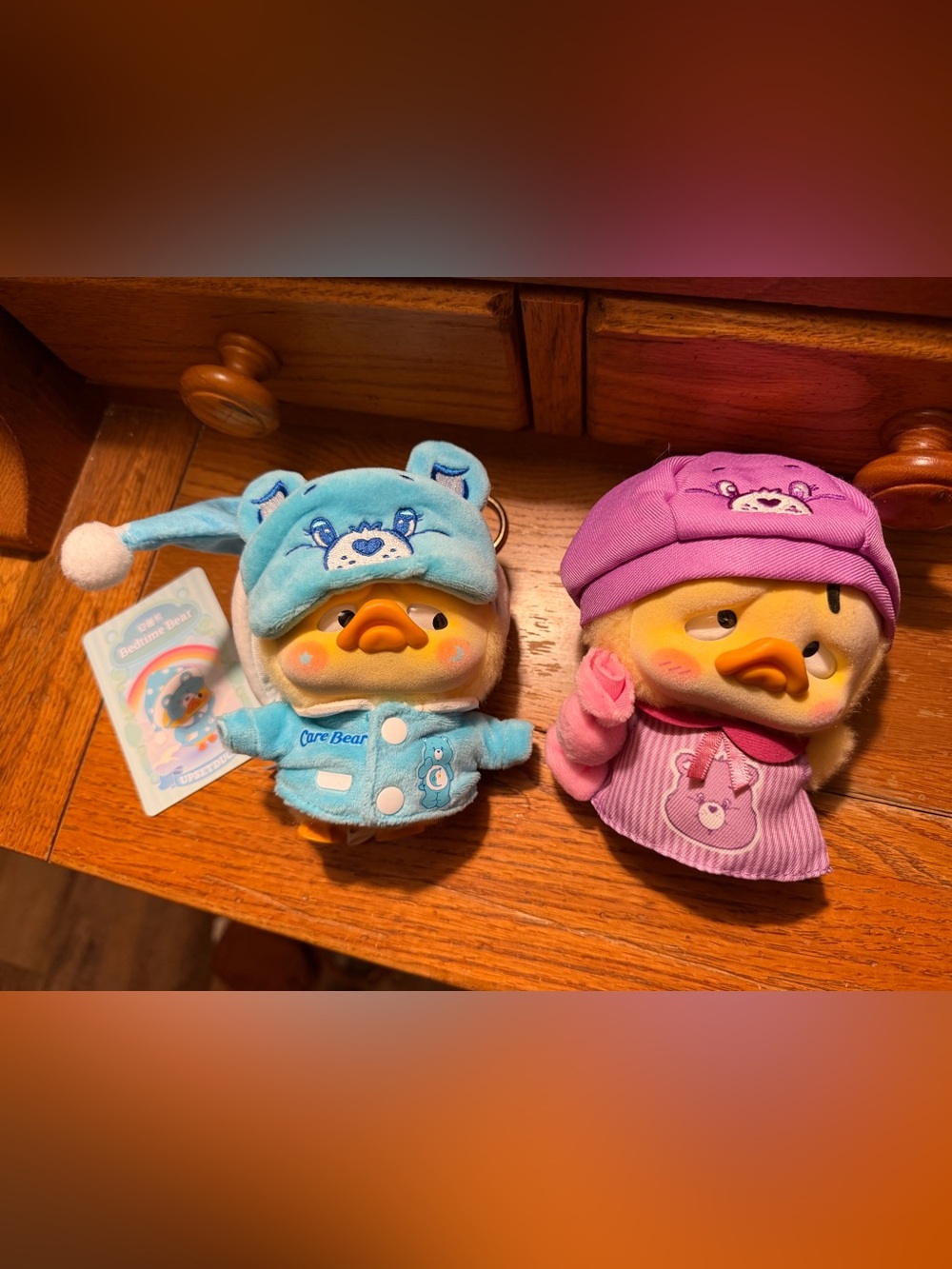 Care Bears x Upset Duck Blind Box Plush Pendant Lot of Bedtime Bear and Rainbow
